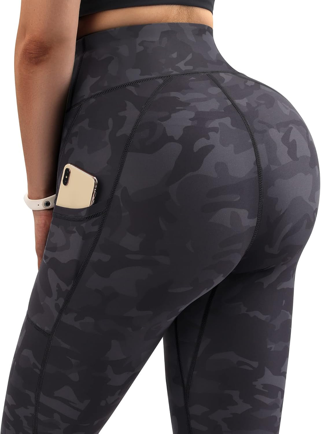 Women V Waist Butt Lifting Leggings with Pockets High Waisted Workout Yoga Pants