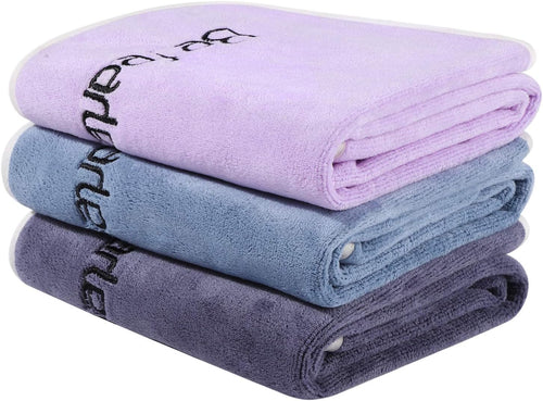 Gym Towels Set, Microfiber Sports Towel for Men and Women, Super Soft and Quick-Drying 3-Pack Set Towel, for Tennis, Yoga, Cycling, Swimming (1Blue+1Purple+1Gray, 14" X 29")