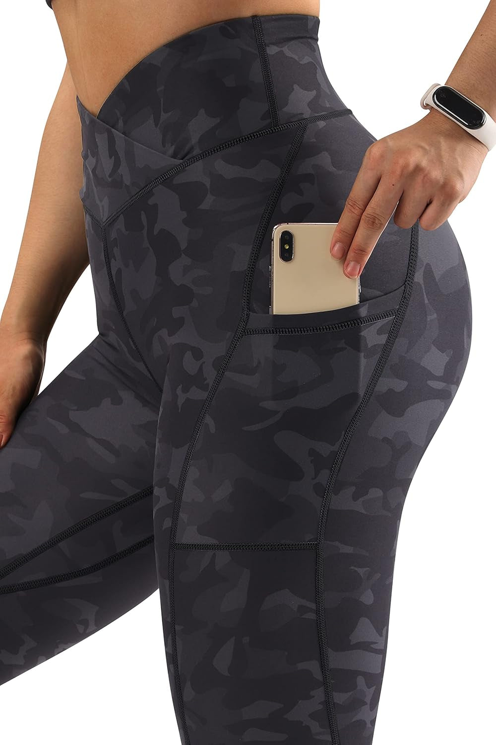 Women V Waist Butt Lifting Leggings with Pockets High Waisted Workout Yoga Pants