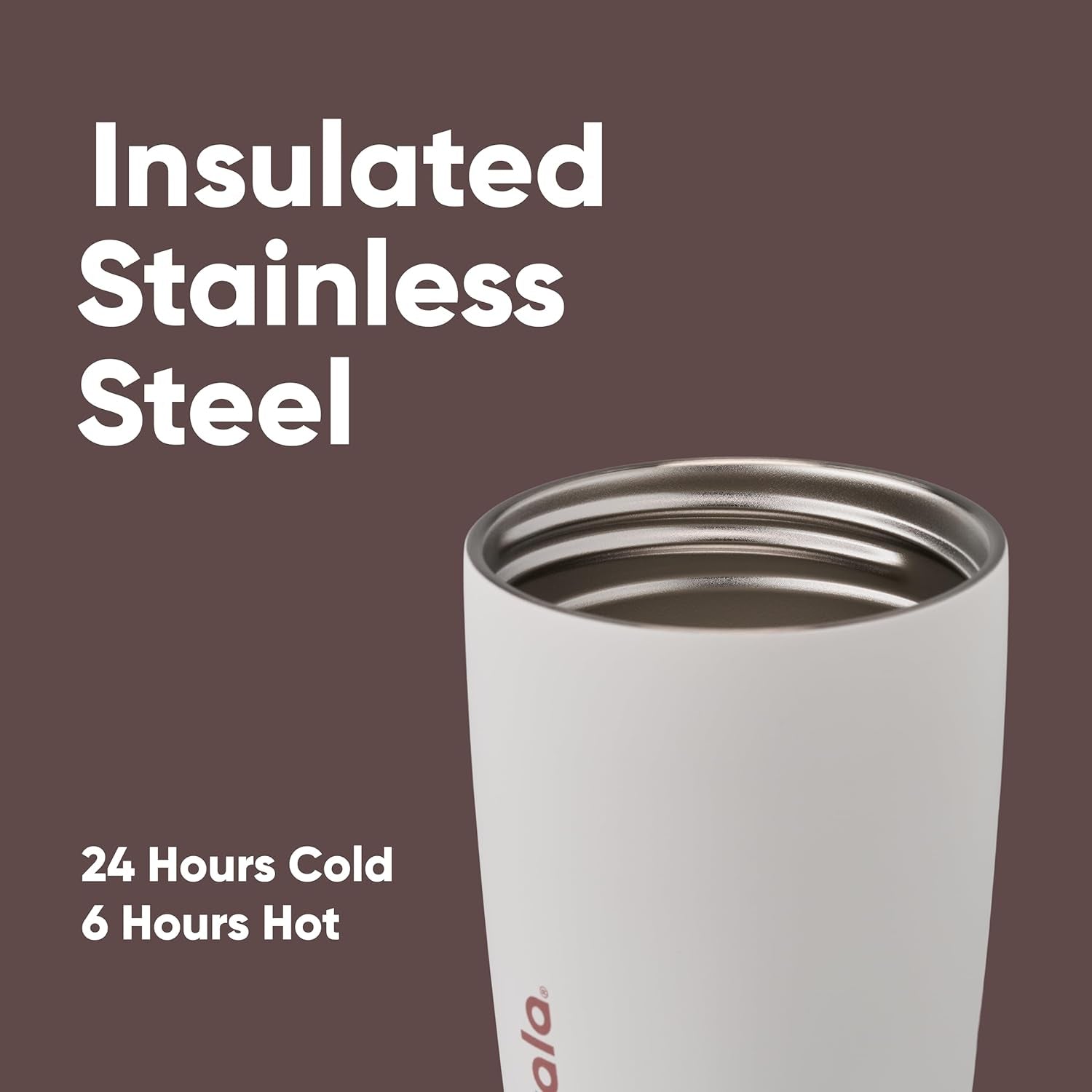Smoothsip Slider Insulated Stainless Steel Coffee Tumbler, Reusable Iced Coffee Cup, Hot Coffee Travel Mug, BPA Free 12 Oz, Vanilla Bean