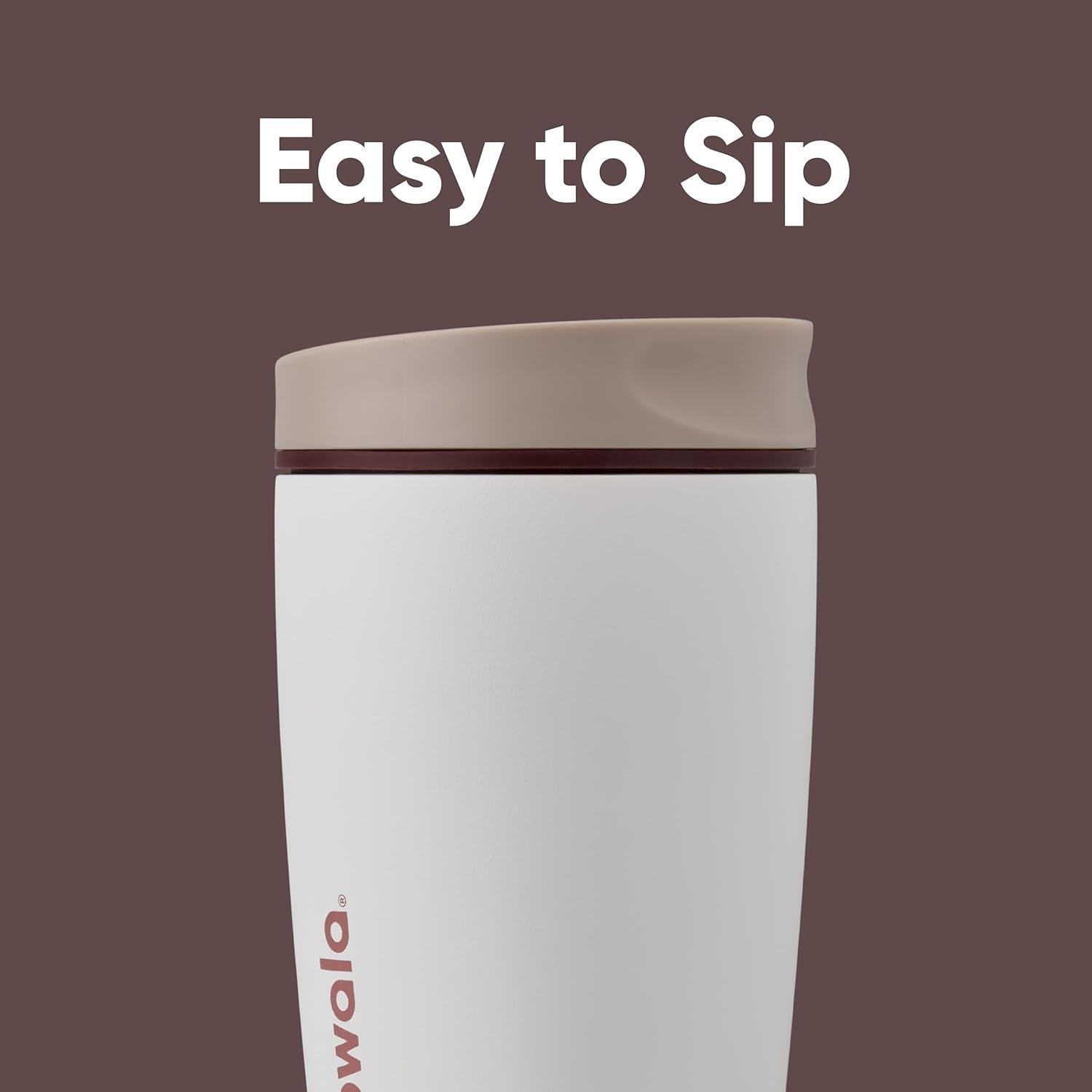Smoothsip Slider Insulated Stainless Steel Coffee Tumbler, Reusable Iced Coffee Cup, Hot Coffee Travel Mug, BPA Free 12 Oz, Vanilla Bean