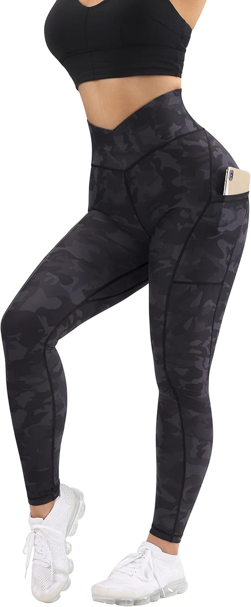 Women V Waist Butt Lifting Leggings with Pockets High Waisted Workout Yoga Pants